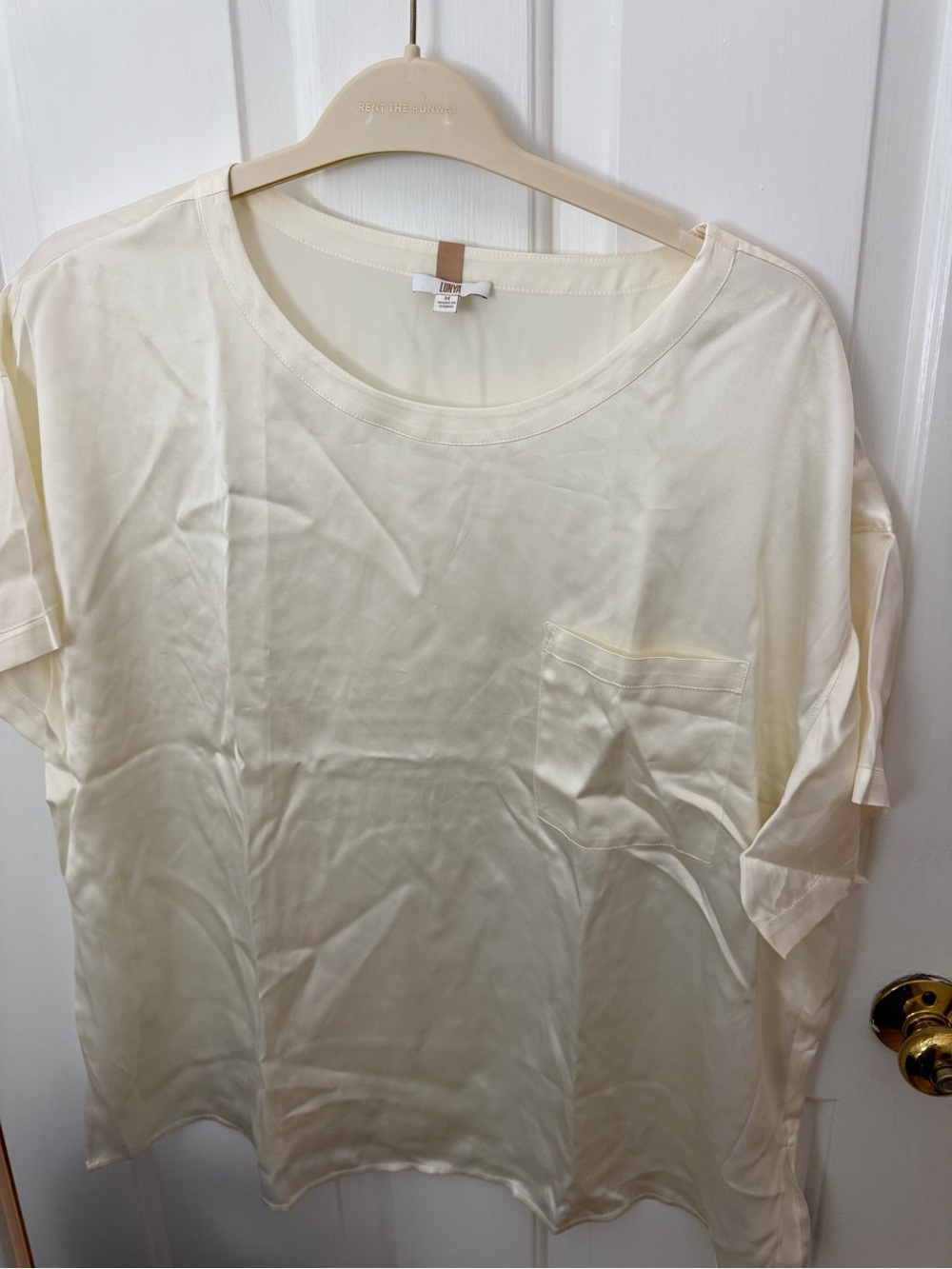 Lunya Classic Cream Short-Sleeve Pocket Tee and short pjs